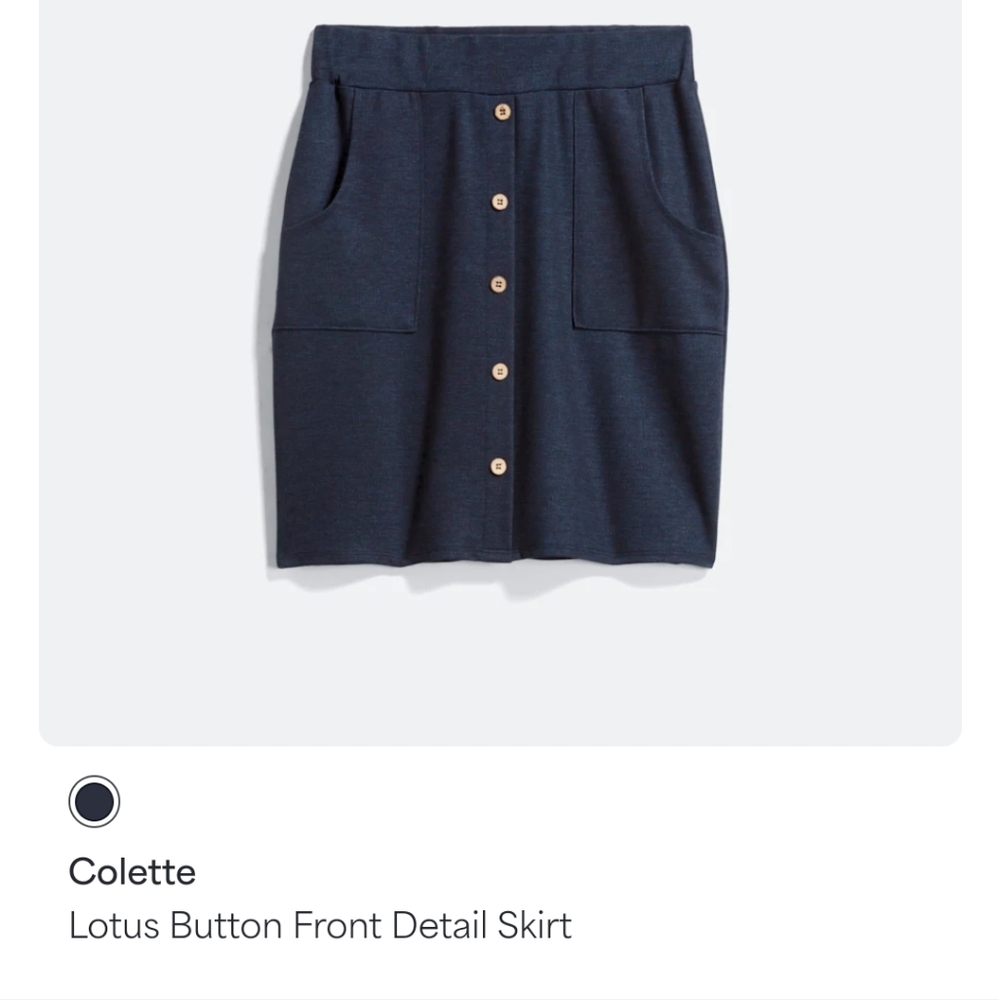 Navy Blue skirt by Colette. Front detailed buttons. Size medium